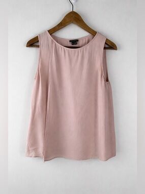 Theory Womens Maidena W Tank Silk Pink Peach Sleeveless Blouse size Small Flowy